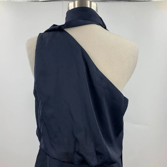 Amy Lynn Women's Gemma One-shoulder Satin Dress In Navy Blue Size M NWT - Picture 9 of 16